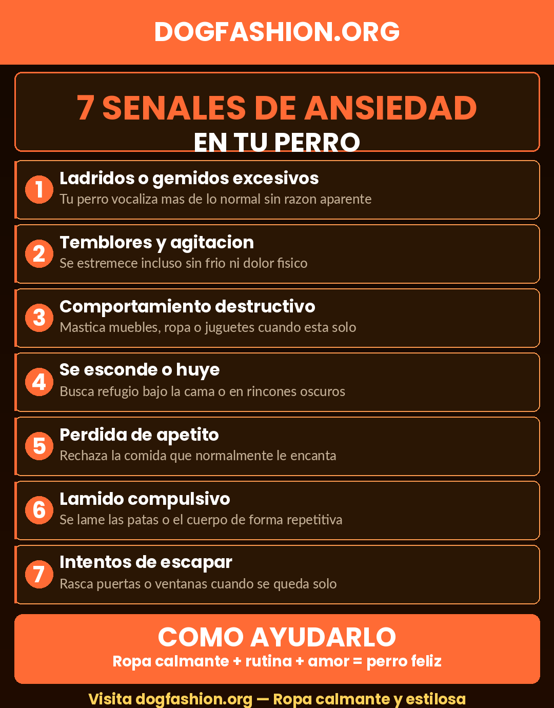 7 Senales de Ansiedad en tu Perro - Infografia dogfashion.org